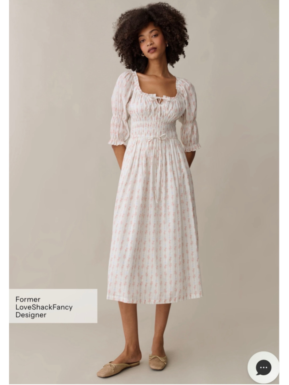 Women's sorella Marguerite Cotton Floral Midi Dress, White and Pink, Size M